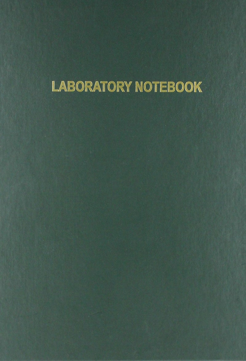 BookFactory Green Lab Notebook/Laboratory Notebook - 96 Pages (.25'' Grid Format) 8 7/8'' x 11 1/4'', Green Cover, Section Sewn Hardbound (Made in USA)